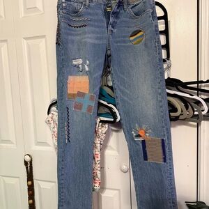 Anthropology Patchwork Blue Jeans